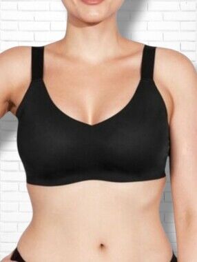 knix Black Padded V Neck Wireless Widw Strap Bra Size 3/36 B C, 38 B